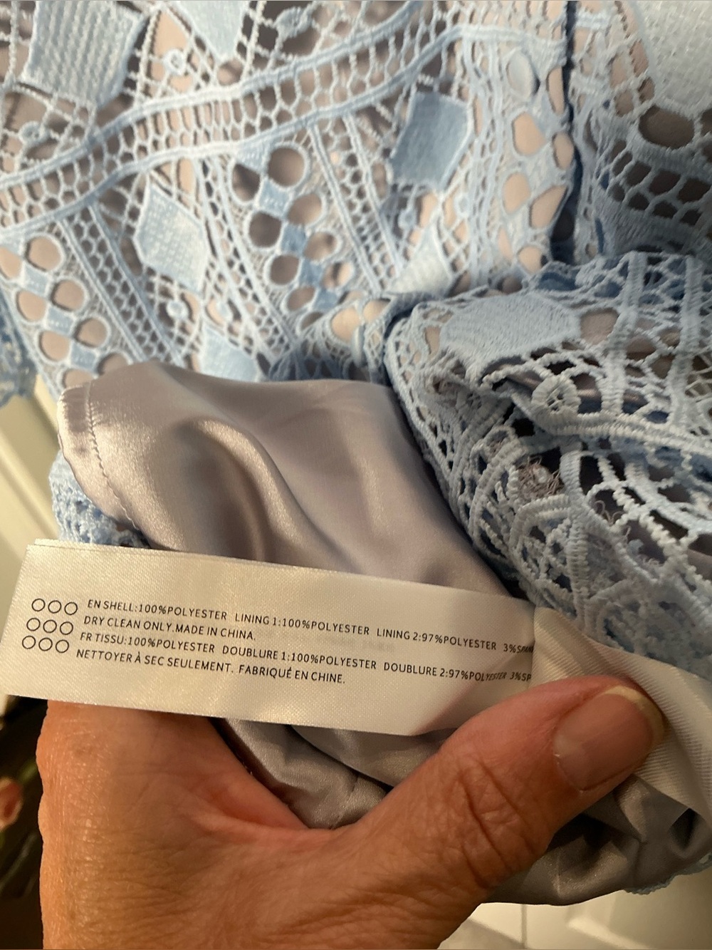 Lace Button-Front Shirt Dress - Light Blue - Picture 7 of 7